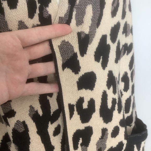 Chico's Leopard Print Open Cardigan Sweater Pockets Size2 - Picture 11 of 16